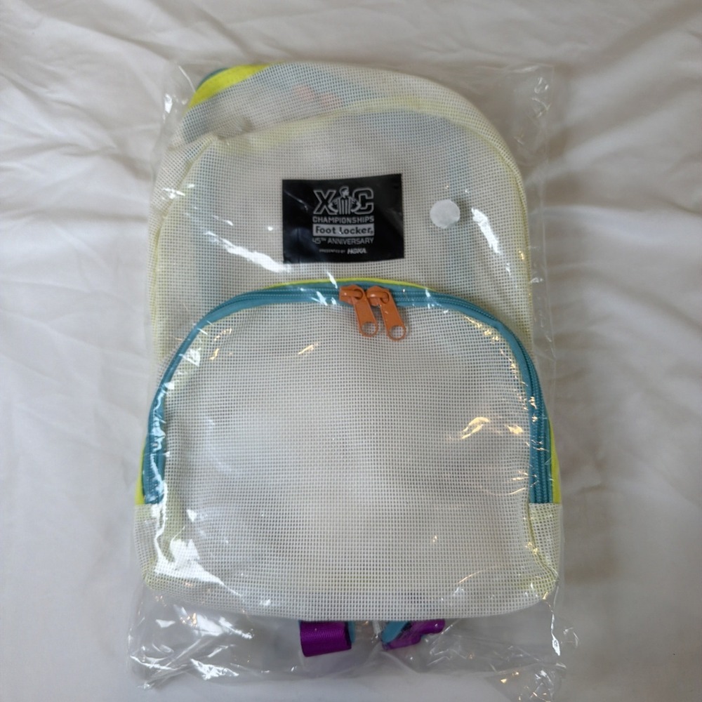 HOKA Foot Locker XC Championship White Colorblock Mesh Backpack‎ Bag